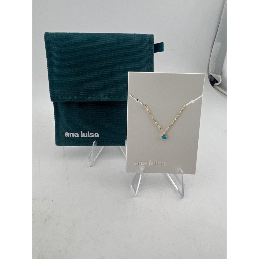 Ana Luisa Marnie Turquoise Gold Tone Pendant Necklace 16-18 Inch with Pouch